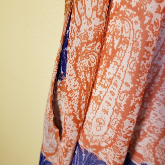 WOMEN'S SPRING SUMMER DR2 DRESS PAISLEY RED ORANGE PURPLE 2XL SOFT LIGHT AIRY - Picture 3 of 4